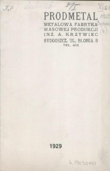 Prodmetal Metalowa Fabryka Masowej Produkcji inż. A. Krzywiec Bydgoszcz