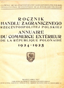 Rocznik handlu zagranicznego Rzeczypospolitej Polskiej 1924-1925