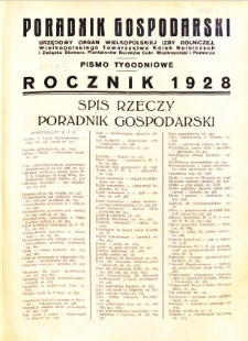 Poradnik Gospodarki. Pismo Tygodniowe 1928 nr 1-26