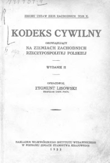 Kodeks cywilny obowiązujący na ziemiach zachodnich Rzeczypospolitej Polskiej