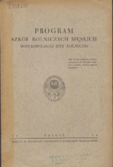 Program szkół rolniczych męskich Wielkopolskiej Izby Rolniczej
