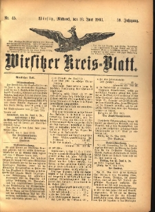 Wirsitzer Kreis-Blatt: herausgegeben vom Königlichen Landraths-Amte 1903.06.10 Jg.59 Nr45