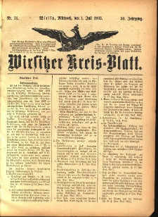 Wirsitzer Kreis-Blatt: herausgegeben vom Königlichen Landraths-Amte 1903.07.01 Jg.59 Nr51