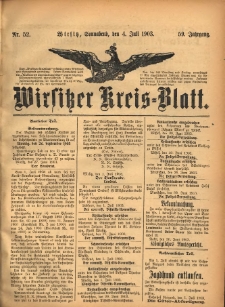Wirsitzer Kreis-Blatt: herausgegeben vom Königlichen Landraths-Amte 1903.07.04 Jg.59 Nr52