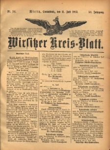 Wirsitzer Kreis-Blatt: herausgegeben vom Königlichen Landraths-Amte 1903.07.11 Jg.59 Nr54