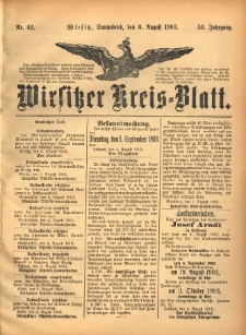 Wirsitzer Kreis-Blatt: herausgegeben vom Königlichen Landraths-Amte 1903.08.08 Jg.59 Nr62