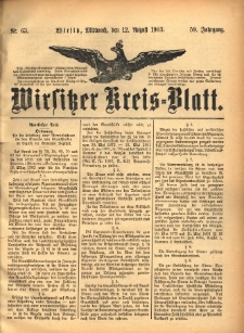 Wirsitzer Kreis-Blatt: herausgegeben vom Königlichen Landraths-Amte 1903.08.12 Jg.59 Nr63