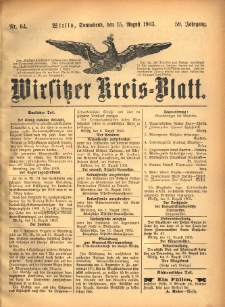 Wirsitzer Kreis-Blatt: herausgegeben vom Königlichen Landraths-Amte 1903.08.15 Jg.59 Nr64