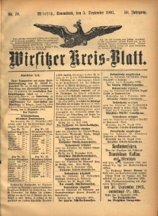 Wirsitzer Kreis-Blatt: herausgegeben vom Königlichen Landraths-Amte 1903.09.05 Jg.59 Nr70