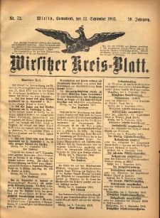 Wirsitzer Kreis-Blatt: herausgegeben vom Königlichen Landraths-Amte 1903.09.12 Jg.59 Nr72