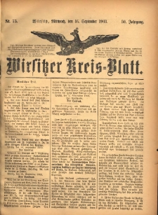 Wirsitzer Kreis-Blatt: herausgegeben vom Königlichen Landraths-Amte 1903.09.16 Jg.59 Nr73