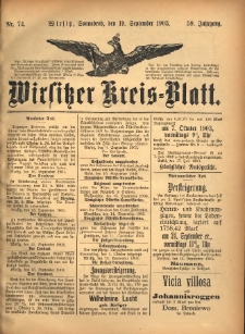 Wirsitzer Kreis-Blatt: herausgegeben vom Königlichen Landraths-Amte 1903.09.19 Jg.59 Nr74