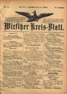 Wirsitzer Kreis-Blatt: herausgegeben vom Königlichen Landraths-Amte 1903.10.24 Jg.59 Nr84