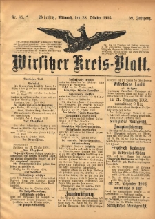 Wirsitzer Kreis-Blatt: herausgegeben vom Königlichen Landraths-Amte 1903.10.28 Jg.59 Nr85