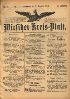 Wirsitzer Kreis-Blatt: herausgegeben vom Königlichen Landraths-Amte 1903.11.07 Jg.59 Nr88