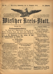 Wirsitzer Kreis-Blatt: herausgegeben vom Königlichen Landraths-Amte 1903.11.14 Jg.59 Nr90