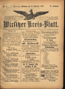 Wirsitzer Kreis-Blatt: herausgegeben vom Königlichen Landraths-Amte 1903.11.18 Jg.59 Nr91