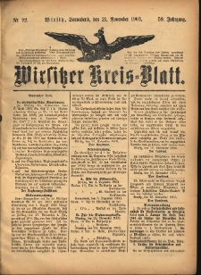 Wirsitzer Kreis-Blatt: herausgegeben vom Königlichen Landraths-Amte 1903.11.21 Jg.59 Nr92