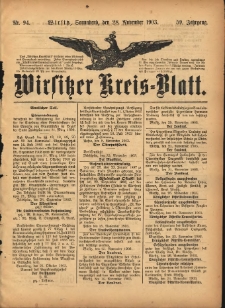 Wirsitzer Kreis-Blatt: herausgegeben vom Königlichen Landraths-Amte 1903.11.28 Jg.59 Nr94
