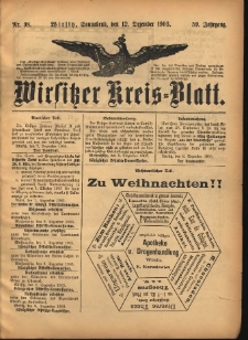 Wirsitzer Kreis-Blatt: herausgegeben vom Königlichen Landraths-Amte 1903.12.12 Jg.59 Nr98