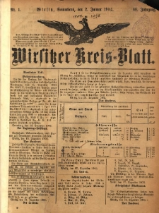 Wirsitzer Kreis-Blatt: herausgegeben vom Königlichen Landraths-Amte 1904.01.02 Jg.60 Nr1