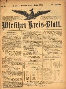 Wirsitzer Kreis-Blatt: herausgegeben vom Königlichen Landraths-Amte 1904.01.06 Jg.60 Nr2