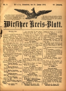 Wirsitzer Kreis-Blatt: herausgegeben vom Königlichen Landraths-Amte 1904.01.30 Jg.60 Nr9