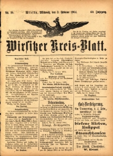 Wirsitzer Kreis-Blatt: herausgegeben vom Königlichen Landraths-Amte 1904.02.03 Jg.60 Nr10