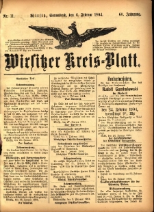Wirsitzer Kreis-Blatt: herausgegeben vom Königlichen Landraths-Amte 1904.02.06 Jg.60 Nr11