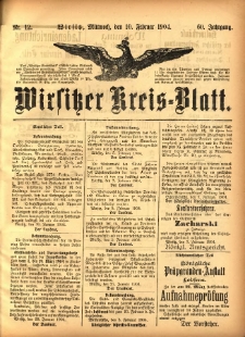 Wirsitzer Kreis-Blatt: herausgegeben vom Königlichen Landraths-Amte 1904.02.10 Jg.60 Nr12