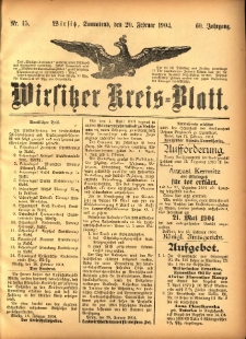 Wirsitzer Kreis-Blatt: herausgegeben vom Königlichen Landraths-Amte 1904.02.15 Jg.60 Nr15