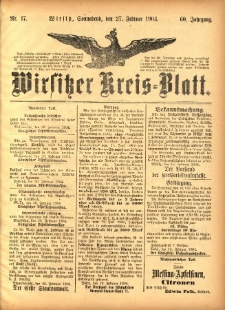 Wirsitzer Kreis-Blatt: herausgegeben vom Königlichen Landraths-Amte 1904.02.27 Jg.60 Nr17