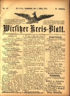 Wirsitzer Kreis-Blatt: herausgegeben vom Königlichen Landraths-Amte 1904.03.05 Jg.60 Nr19