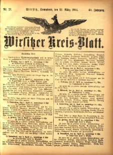 Wirsitzer Kreis-Blatt: herausgegeben vom Königlichen Landraths-Amte 1904.03.12 Jg.60 Nr21