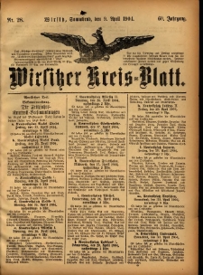 Wirsitzer Kreis-Blatt: herausgegeben vom Königlichen Landraths-Amte 1904.04.09 Jg.60 Nr28