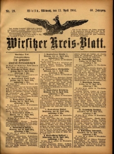 Wirsitzer Kreis-Blatt: herausgegeben vom Königlichen Landraths-Amte 1904.04.13 Jg.60 Nr29