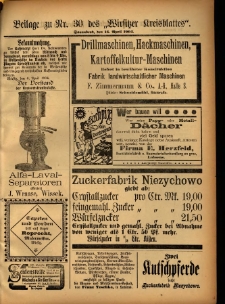 Beilage zu Nr.30 des „Wirsitzer Kreisblattes” 1904.04.16