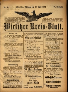 Wirsitzer Kreis-Blatt: herausgegeben vom Königlichen Landraths-Amte 1904.04.20 Jg.60 Nr31