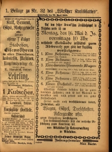 1. Beilage zu Nr.32 des „Wirsitzer Kreisblattes” 1904.04.23
