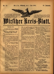 Wirsitzer Kreis-Blatt: herausgegeben vom Königlichen Landraths-Amte 1904.05.04 Jg.60 Nr35