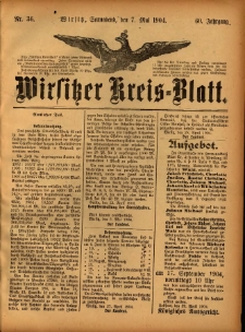 Wirsitzer Kreis-Blatt: herausgegeben vom Königlichen Landraths-Amte 1904.05.07 Jg.60 Nr36