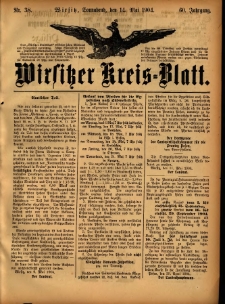 Wirsitzer Kreis-Blatt: herausgegeben vom Königlichen Landraths-Amte 1904.05.14 Jg.60 Nr38