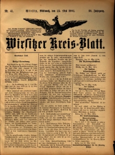 Wirsitzer Kreis-Blatt: herausgegeben vom Königlichen Landraths-Amte 1904.05.25 Jg.60 Nr41