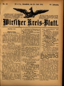 Wirsitzer Kreis-Blatt: herausgegeben vom Königlichen Landraths-Amte 1904.05.28 Jg.60 Nr42