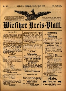 Wirsitzer Kreis-Blatt: herausgegeben vom Königlichen Landraths-Amte 1904.06.08 Jg.60 Nr45