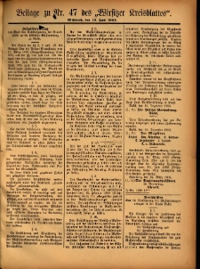 Beilage zu Nr.47 des „Wirsitzer Kreisblattes” 1904.06.15