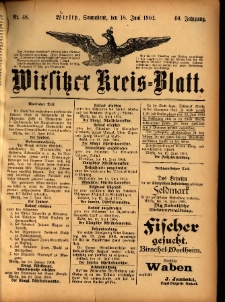 Wirsitzer Kreis-Blatt: herausgegeben vom Königlichen Landraths-Amte 1904.06.18 Jg.60 Nr48