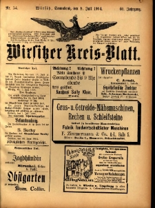 Wirsitzer Kreis-Blatt: herausgegeben vom Königlichen Landraths-Amte 1904.07.09 Jg.60 Nr54
