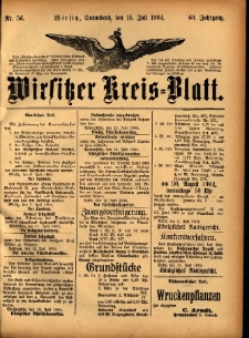 Wirsitzer Kreis-Blatt: herausgegeben vom Königlichen Landraths-Amte 1904.07.16 Jg.60 Nr56