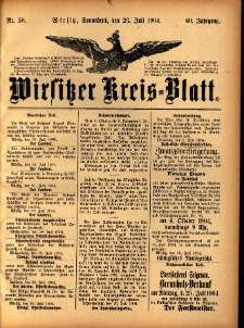 Wirsitzer Kreis-Blatt: herausgegeben vom Königlichen Landraths-Amte 1904.07.23 Jg.60 Nr58